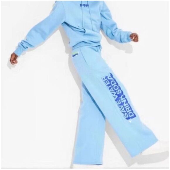 Poppi Soda Light Blue Wide Leg Sweatpants Size Medium New - Picture 1 of 7